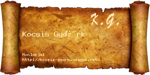 Kocsis Györk névjegykártya